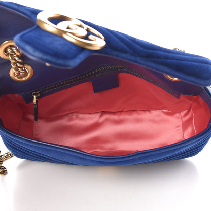 Gucci Velvet Matelasse Small GG Marmont Shoulder Bag Cobalt Blue 5 of 20