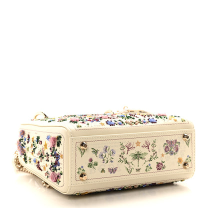 Christian Dior Calfskin Beaded Embroidered Paris 1947 Mini Lady Dior Latte Multicolor 4 of 9