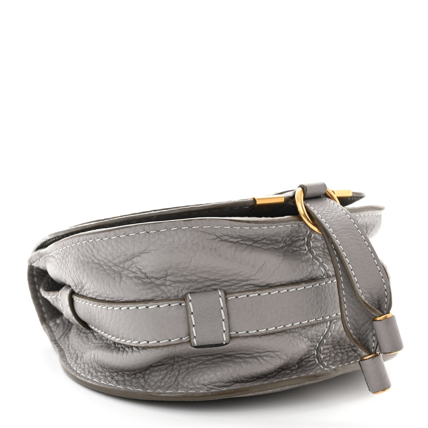 Grained Calfskin Small Marcie Saddle Bag Cashmere Grey