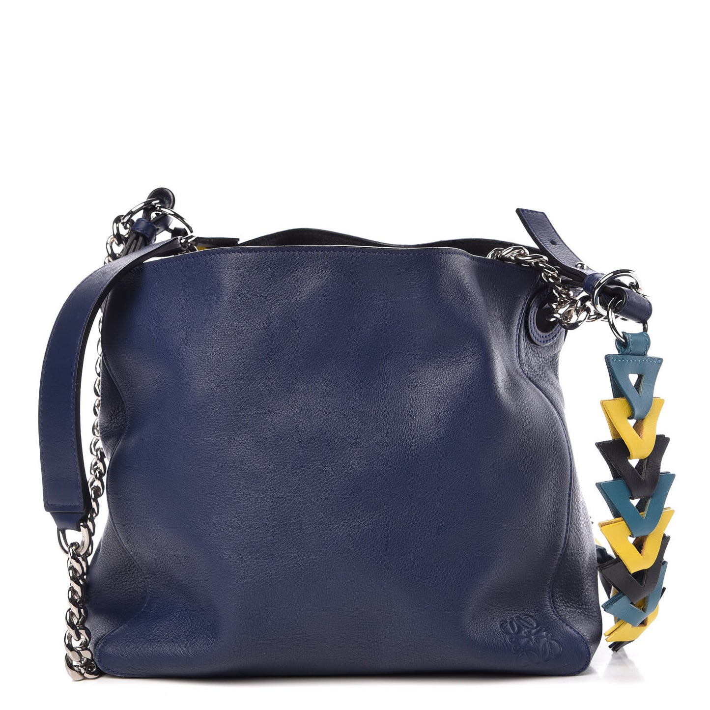 Calfskin V Bucket Bag Blue