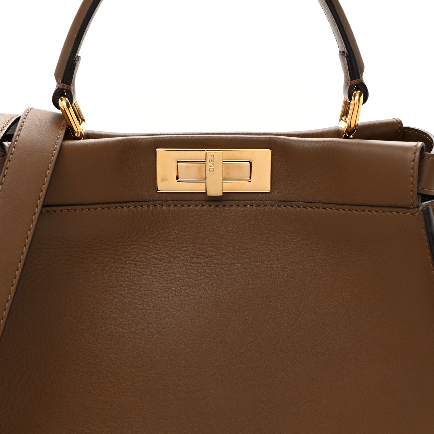 Vitello Seta Fabric Jacquard Pequin Medium Peekaboo Iconic Satchel Foresta Tobacco