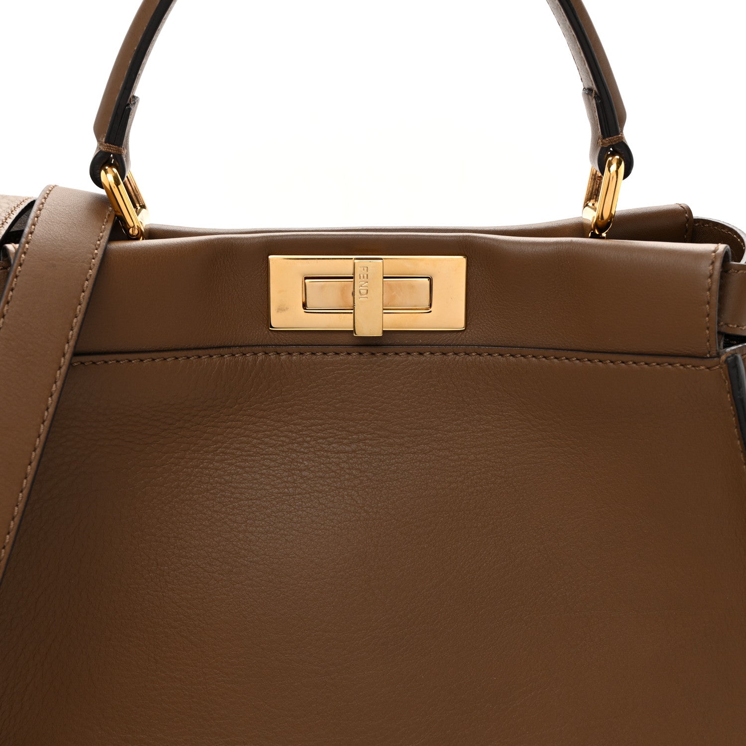 Fendi Vitello Seta Fabric Jacquard Pequin Medium Peekaboo Iconic Satchel Foresta Tobacco 9 of 11