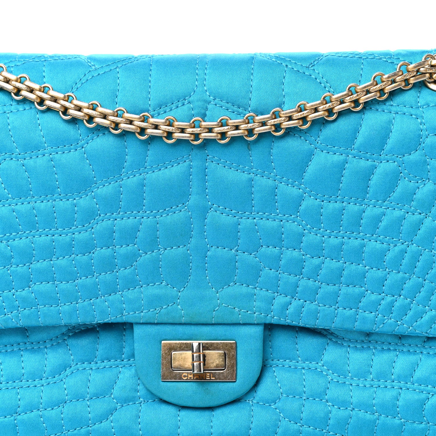 Chanel Satin Coco's Croc 2.55 Reissue 225 Flap Turquoise 10 of 11