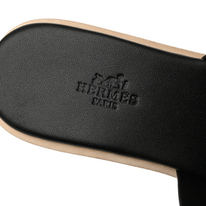 Hermes Calfskin Cork Eze 30 Sandals 38 Black 7 of 9