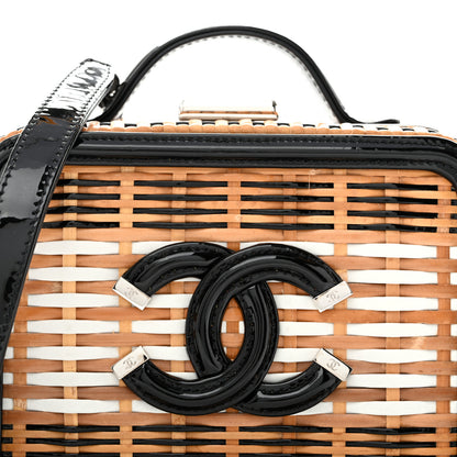 Chanel Raffia Patent Small CC Filigree Vanity Case Black 8 of 13