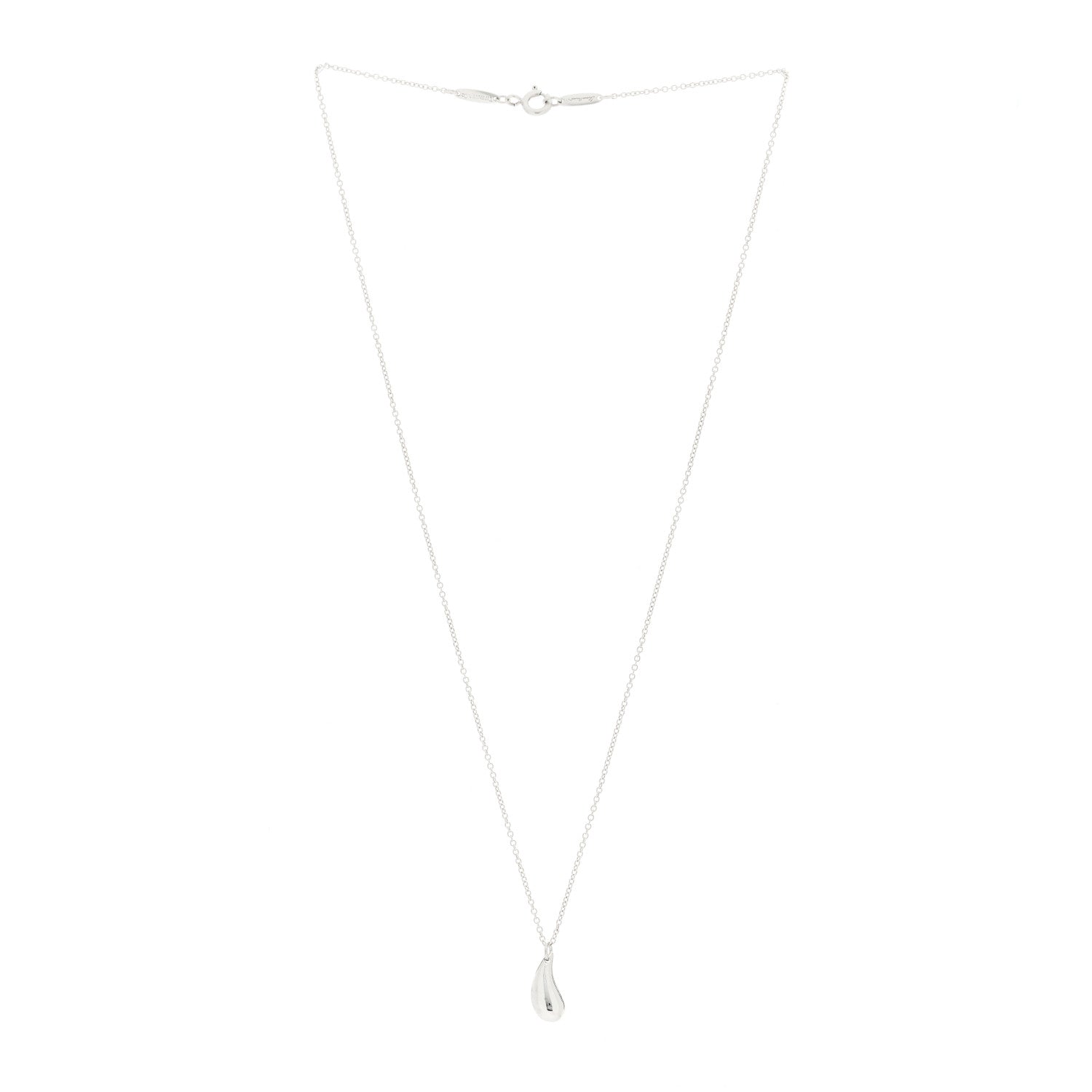 Tiffany Sterling Silver 12mm Elsa Peretti Tear Drop Pendant Necklace 2 of 4
