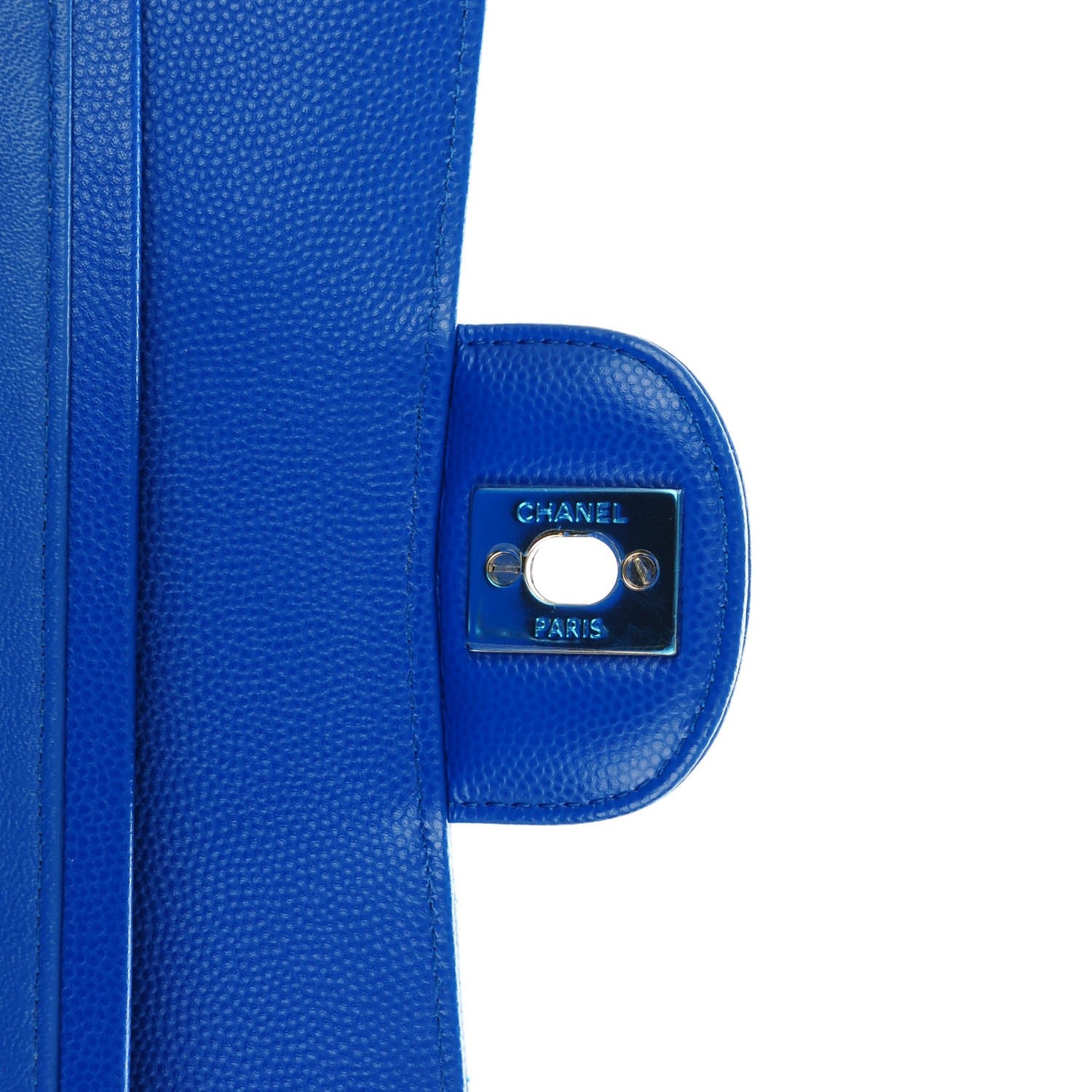 Chanel Caviar Chevron Quilted Medium Double Flap Bright Blue 5 of 8