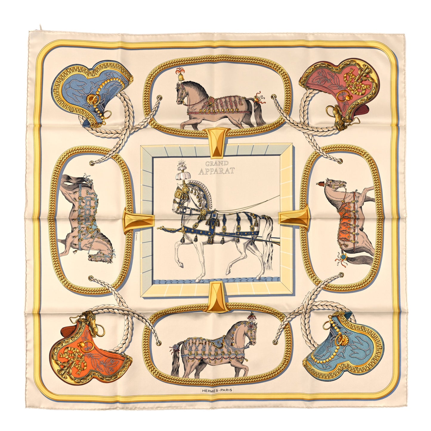 Silk Grand Apparat Forever Scarf 90 Creme Gold Multicolore