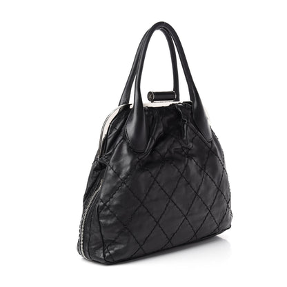 Chanel Calfskin Stitched Expandable Frame Bag Black 3 of 10