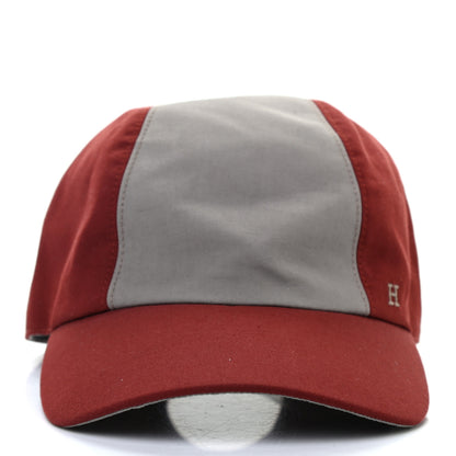 Hermes Cotton Hemp Embroidered Miles Bi-Color Cap 61 Rouge H Taupe 3 of 8