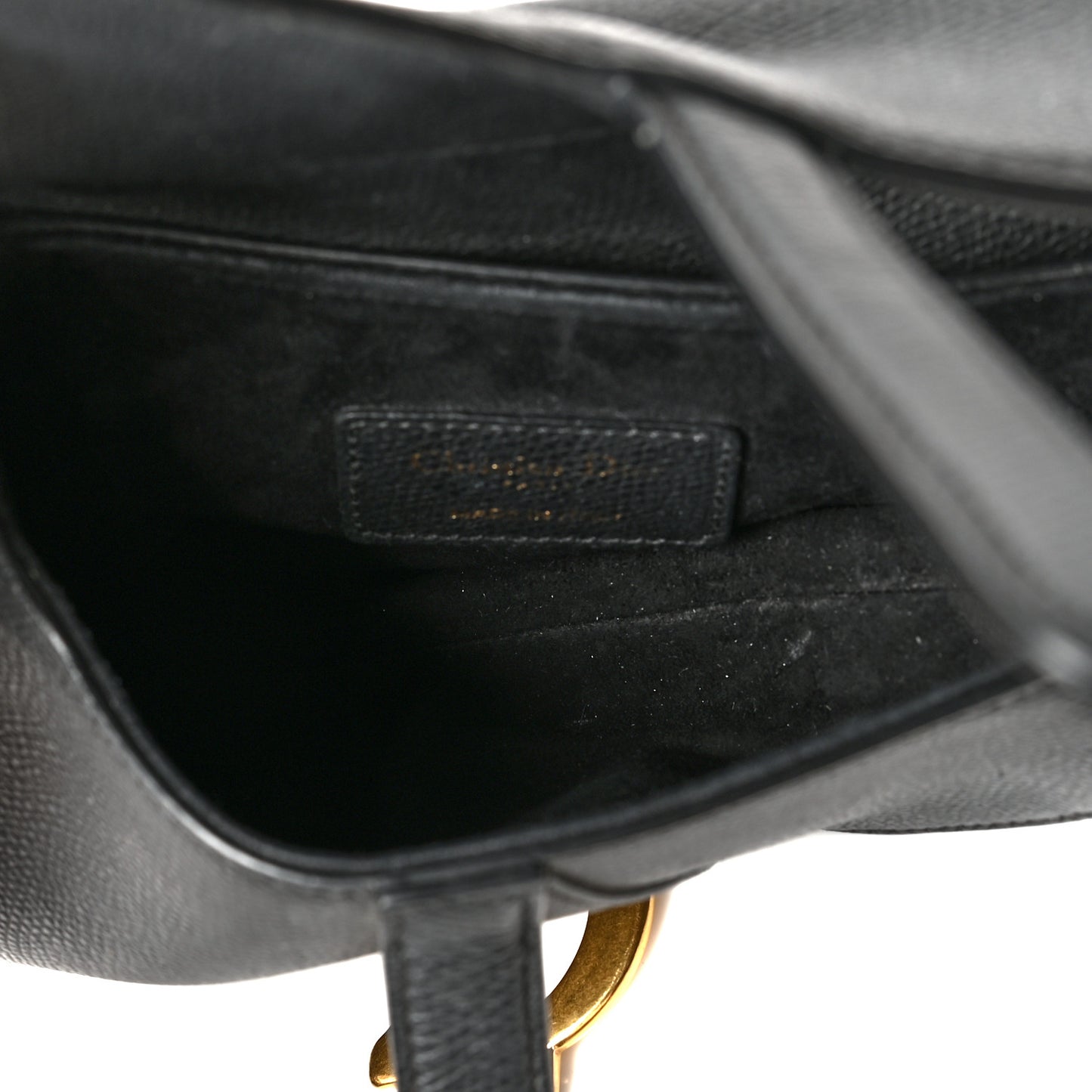 Grained Calfskin Mini Saddle Bag Black