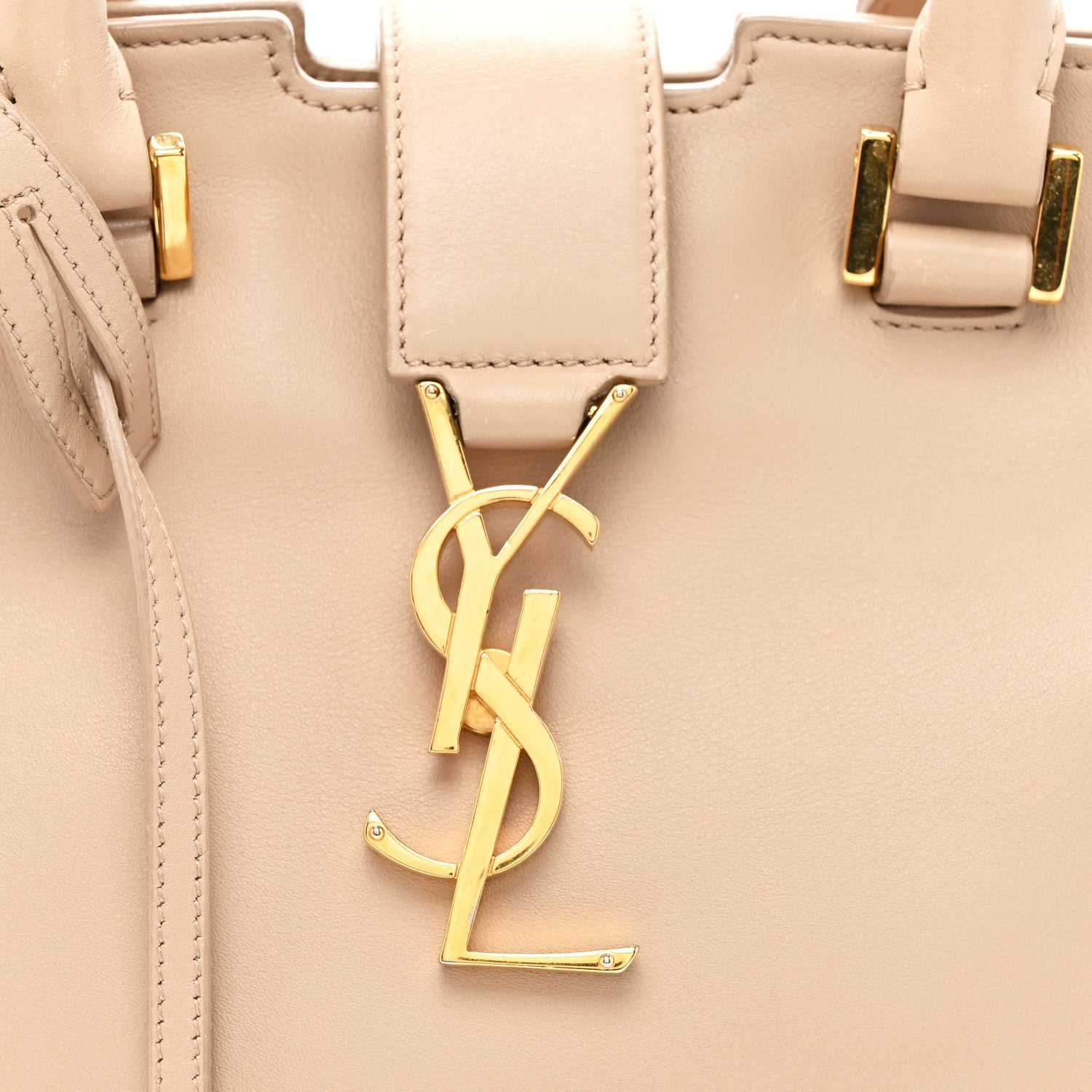 Saint Laurent Smooth Calfskin Small Monogram Cabas Beige 8 of 15