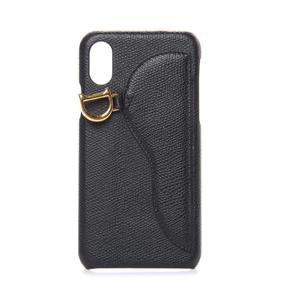 Christian Dior Grained Calfskin Saddle iPhone X Case Black 1 of 9