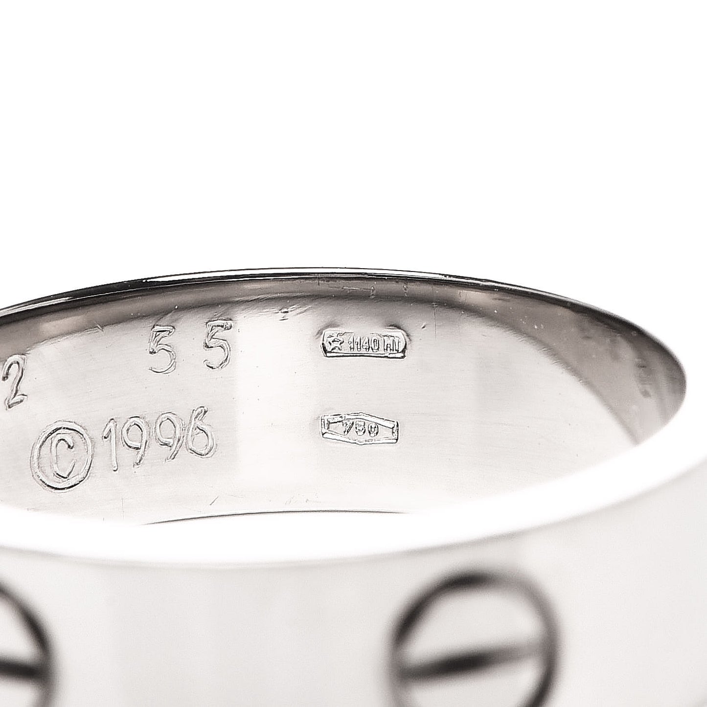 18K White Gold 5.5mm LOVE Ring 55 7.25