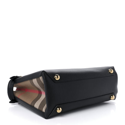 Burberry Grainy Calfskin House Check Small Banner Tote Black 3 of 9