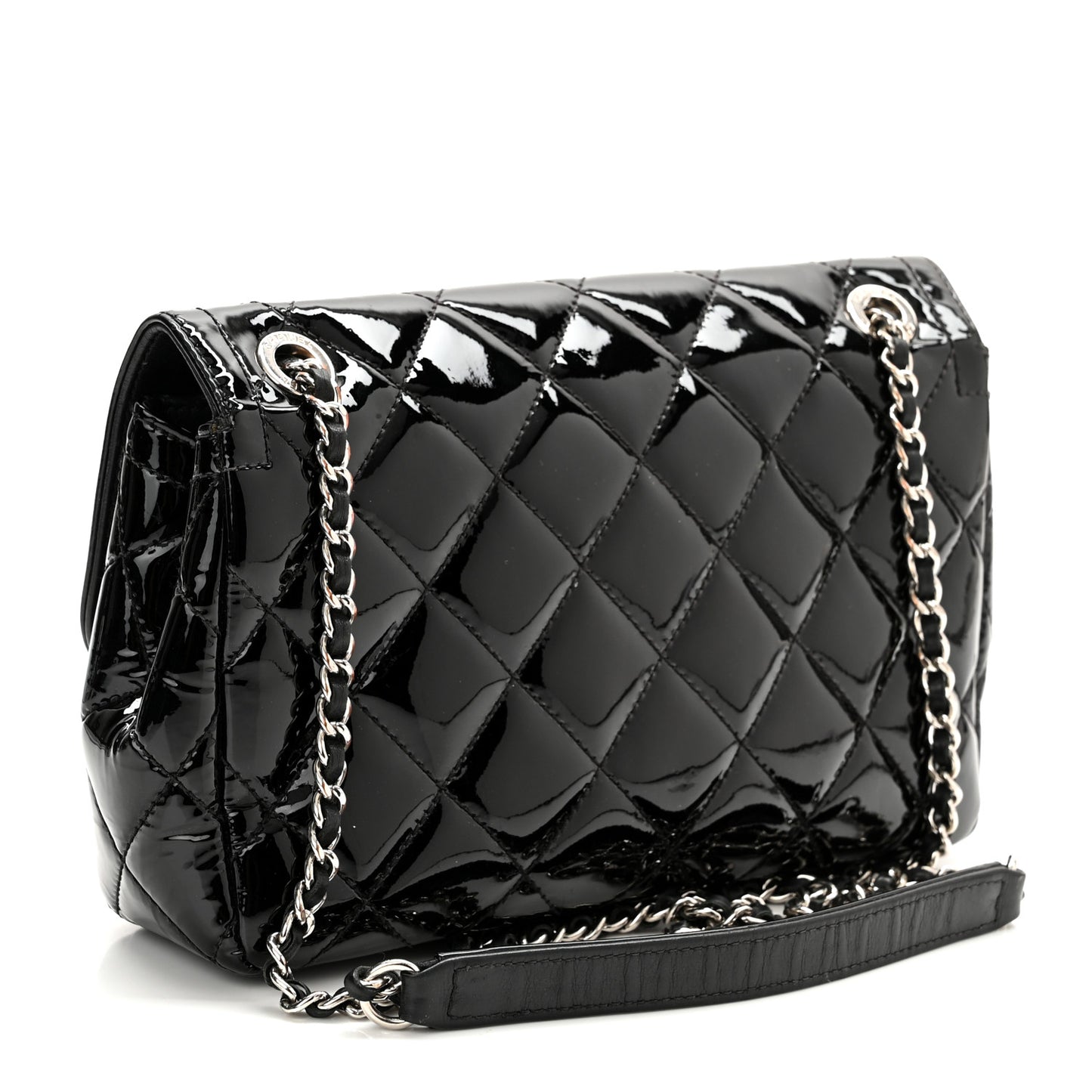 Patent Quilted Small Coco Shine Flap Black