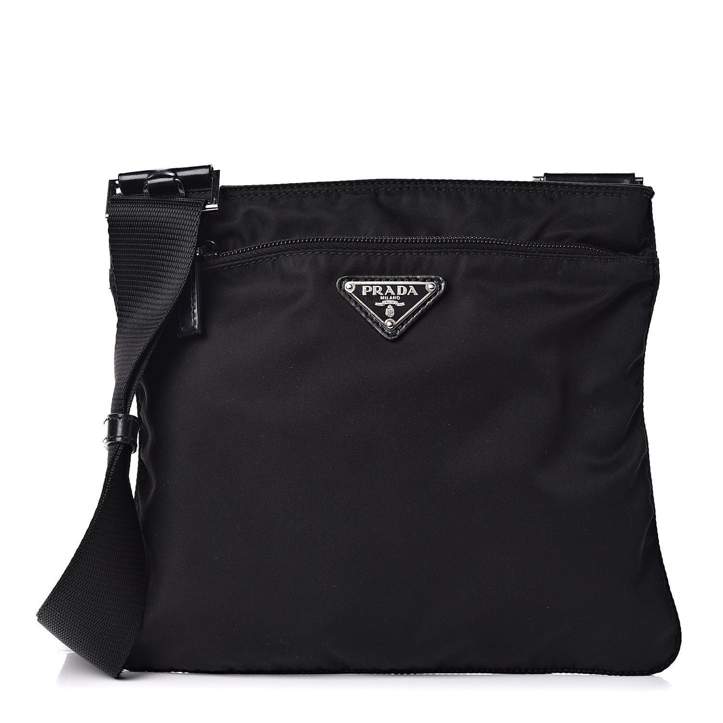 Nylon Vela Small Flat Messenger Bag Black