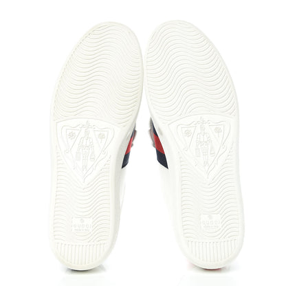 Gucci Calfskin Ayers Web Angry Cat Embroidered Mens Ace Sneakers 11.5 White 5 of 9