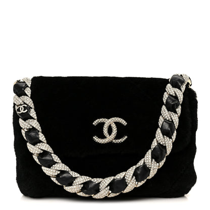 Chanel Shearling Lambskin Crystal Strass Flap Black 1 of 11