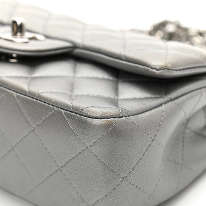 Chanel Metallic Lambskin Quilted Mini Rectangular Flap Silver 11 of 14
