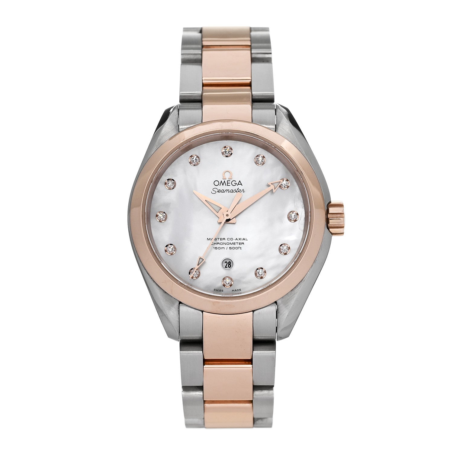 Omega Stainless Steel 18K Yellow Gold Diamond Mother of Pearl 34mm Seamaster Aqua Terra Automatic Watch 231.20.34.20.55.001 1 of 6