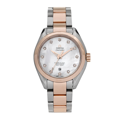 Omega Stainless Steel 18K Yellow Gold Diamond Mother of Pearl 34mm Seamaster Aqua Terra Automatic Watch 231.20.34.20.55.001 1 of 6