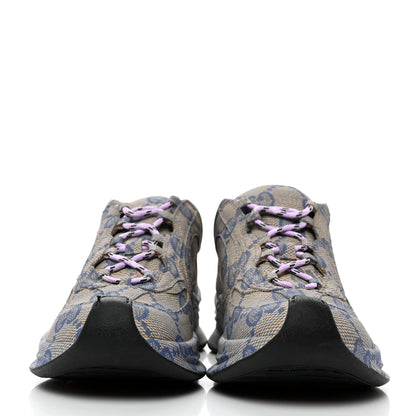 Gucci Ultralight Plume Calfskin Monogram Printed Womens Gucci Run Sneakers 37.5 Beige Blue 2 of 9