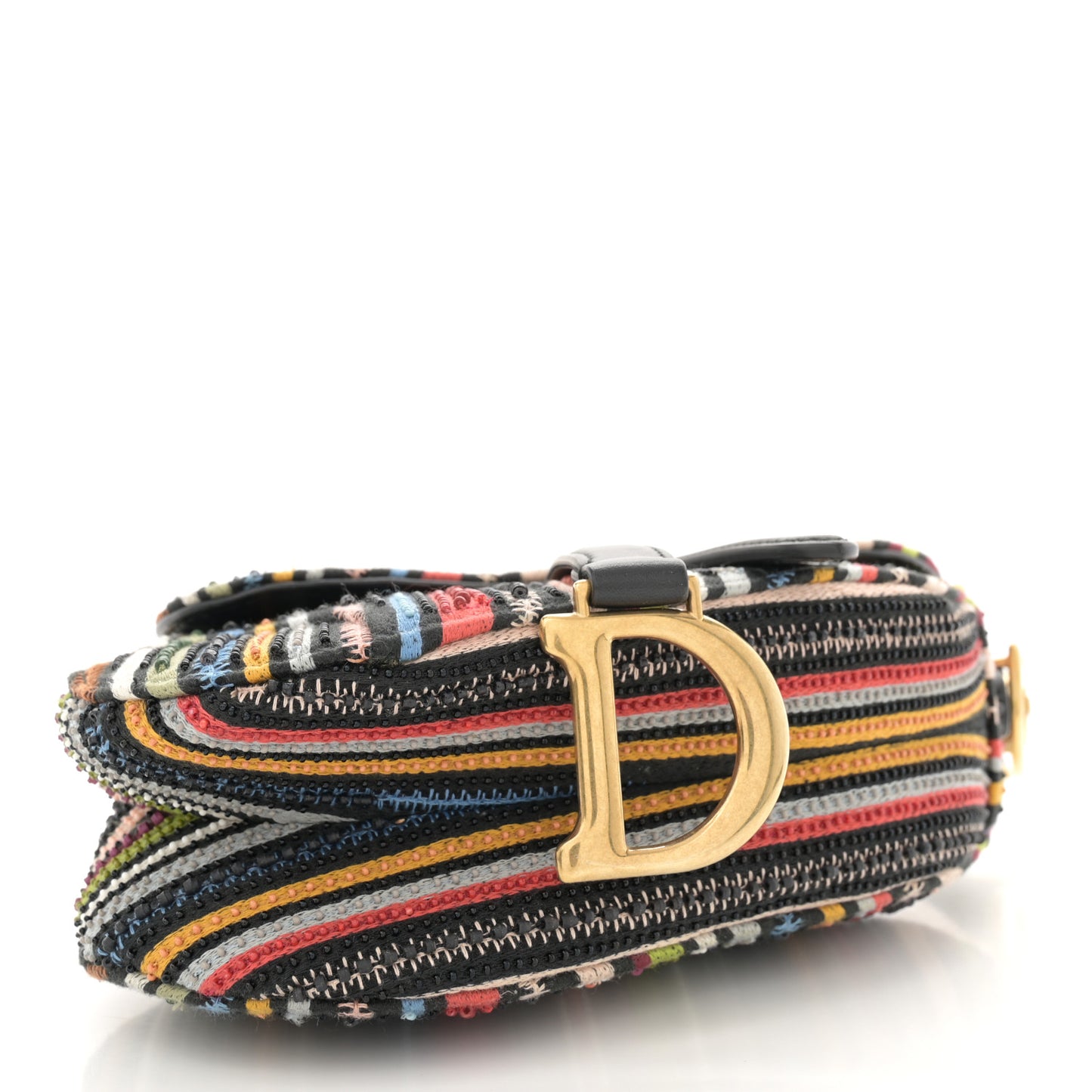 Canvas Embroidered Mini Saddle Bag Multicolor