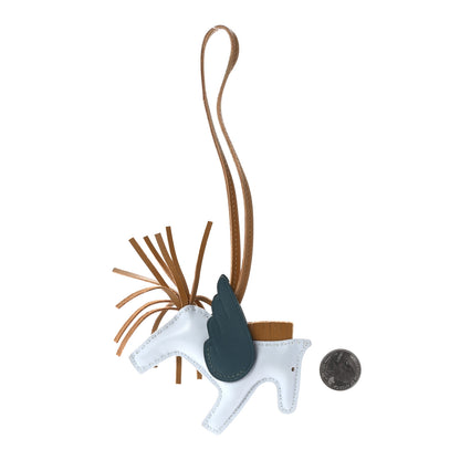 Hermes Milo Lambskin Grigri Rodeo Pegase Horse Bag Charm PM Bleu Brume Sesame Vert Bosphore 2 of 8