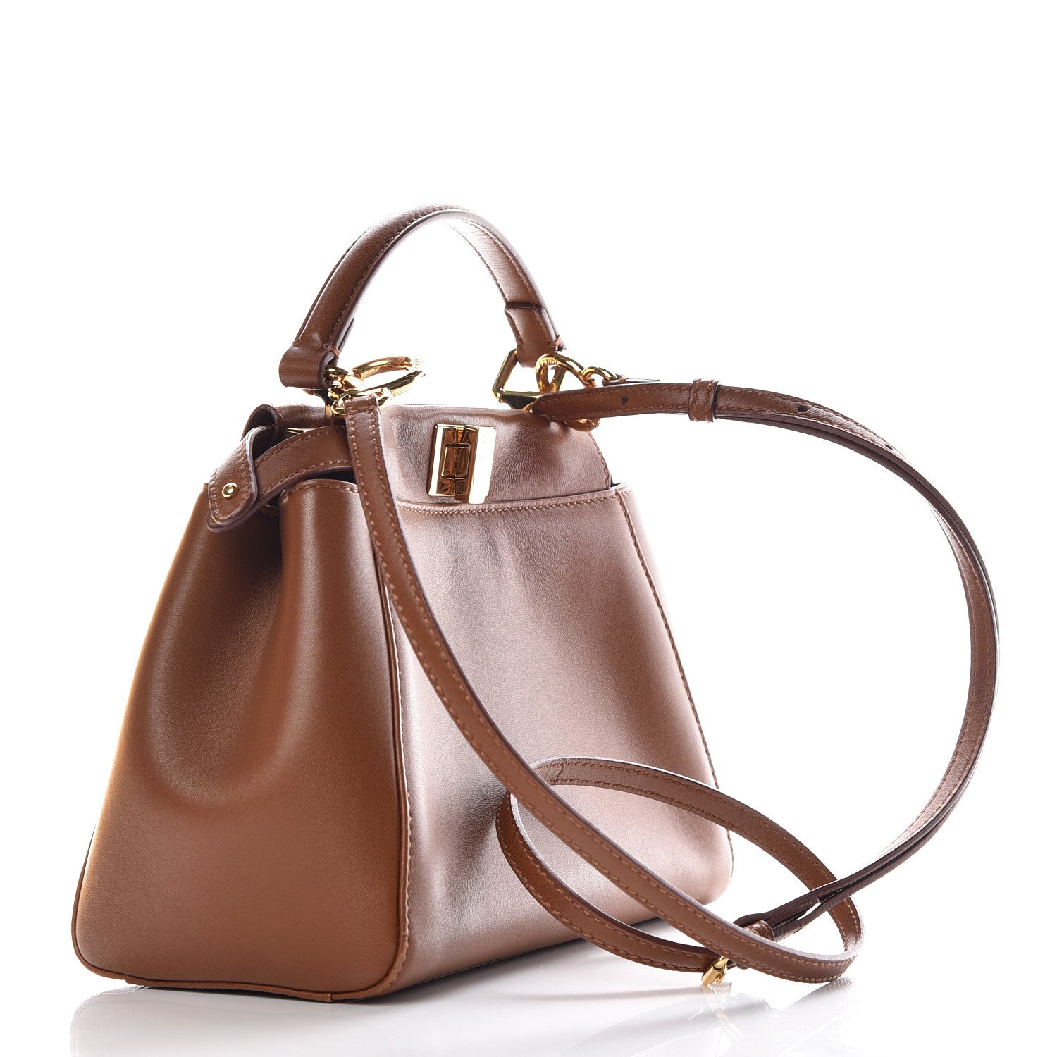 Fendi Nappa Mini Peekaboo Iconic Satchel Corteccia 4 of 13