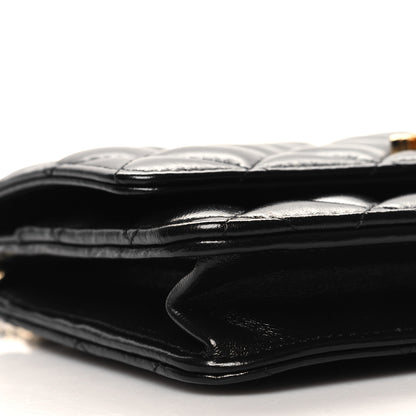 Chanel Shiny Lambskin Quilted Golden Links Wallet On Chain WOC Black 10 of 13