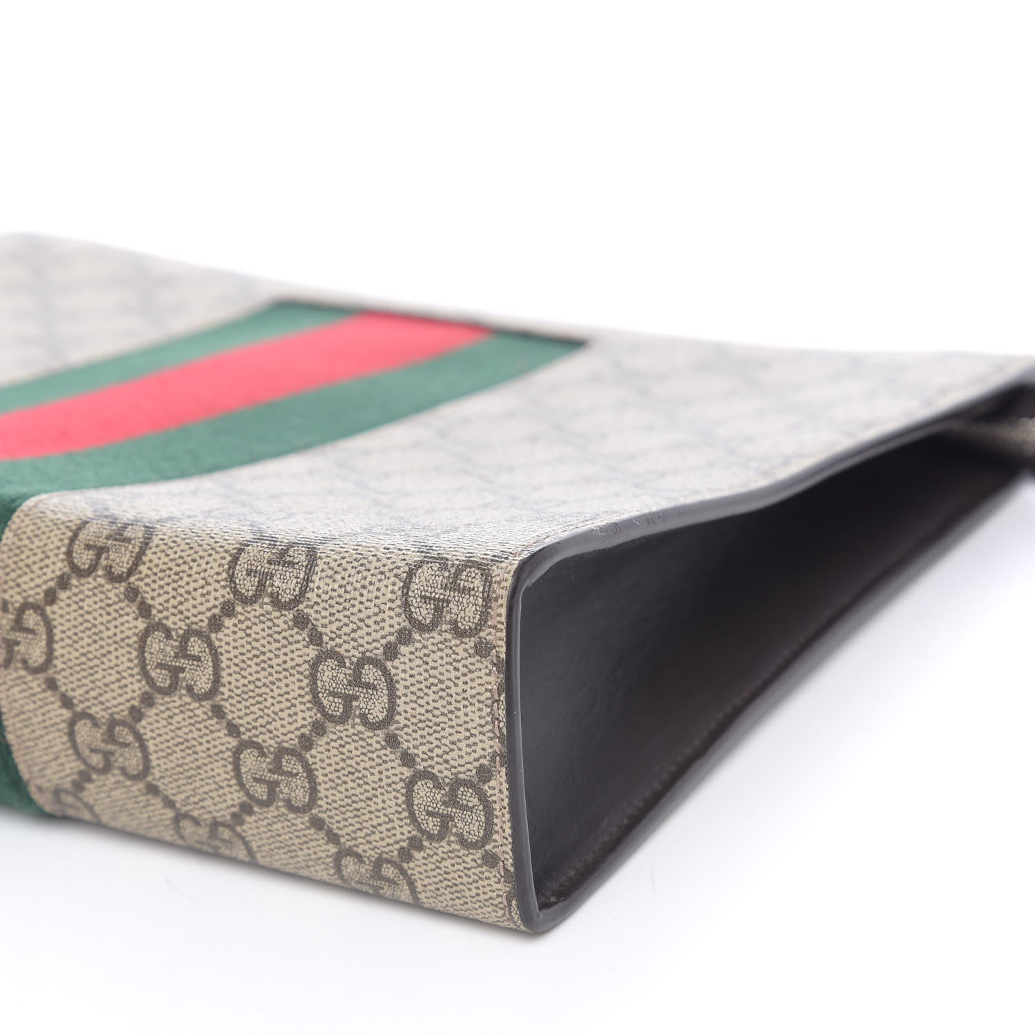 Gucci GG Supreme Monogram Selleria Calfskin Web New Web Cosmetic Case Beige Ebony Cocoa 8 of 8