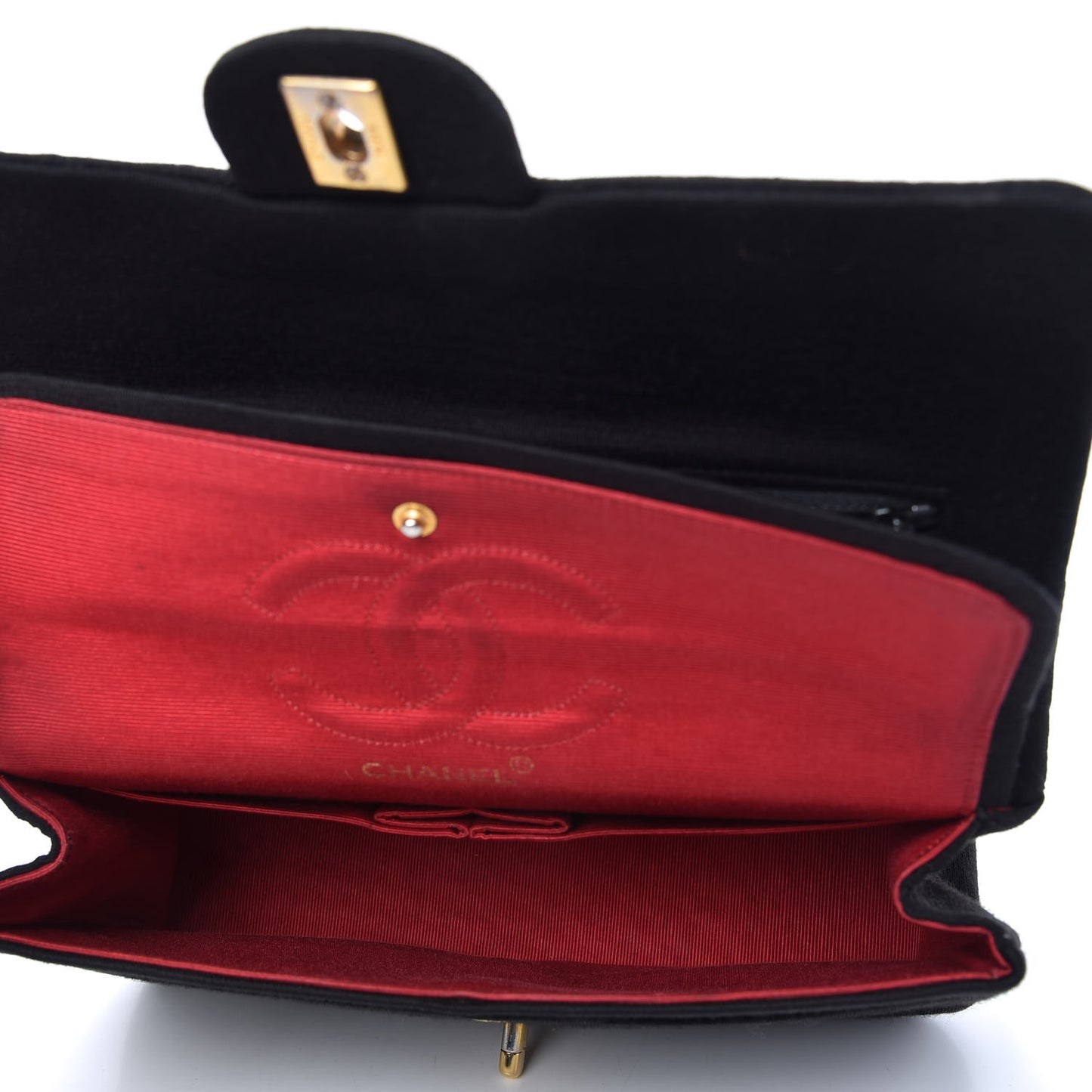 Jersey Quilted Medium Double Flap Black