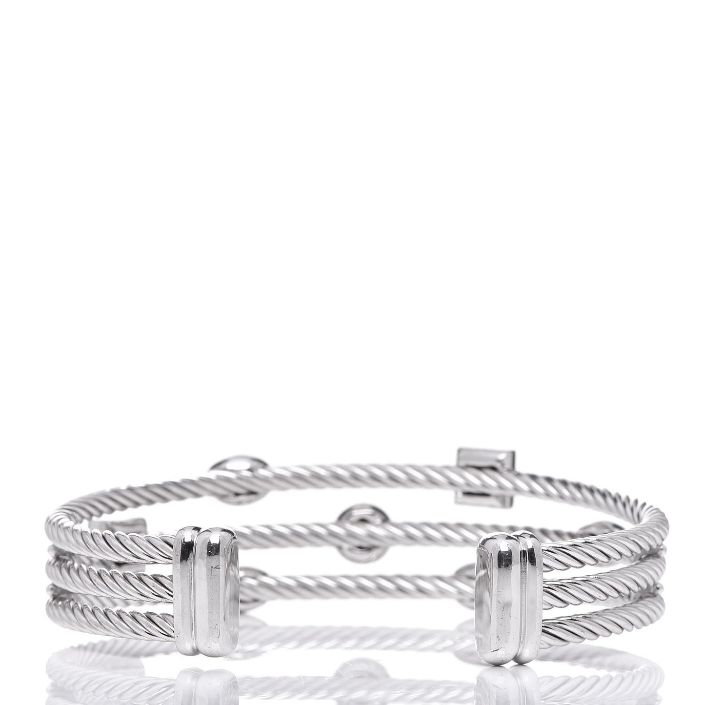 Sterling Silver Diamond Three Row Confetti Cuff Bracelet