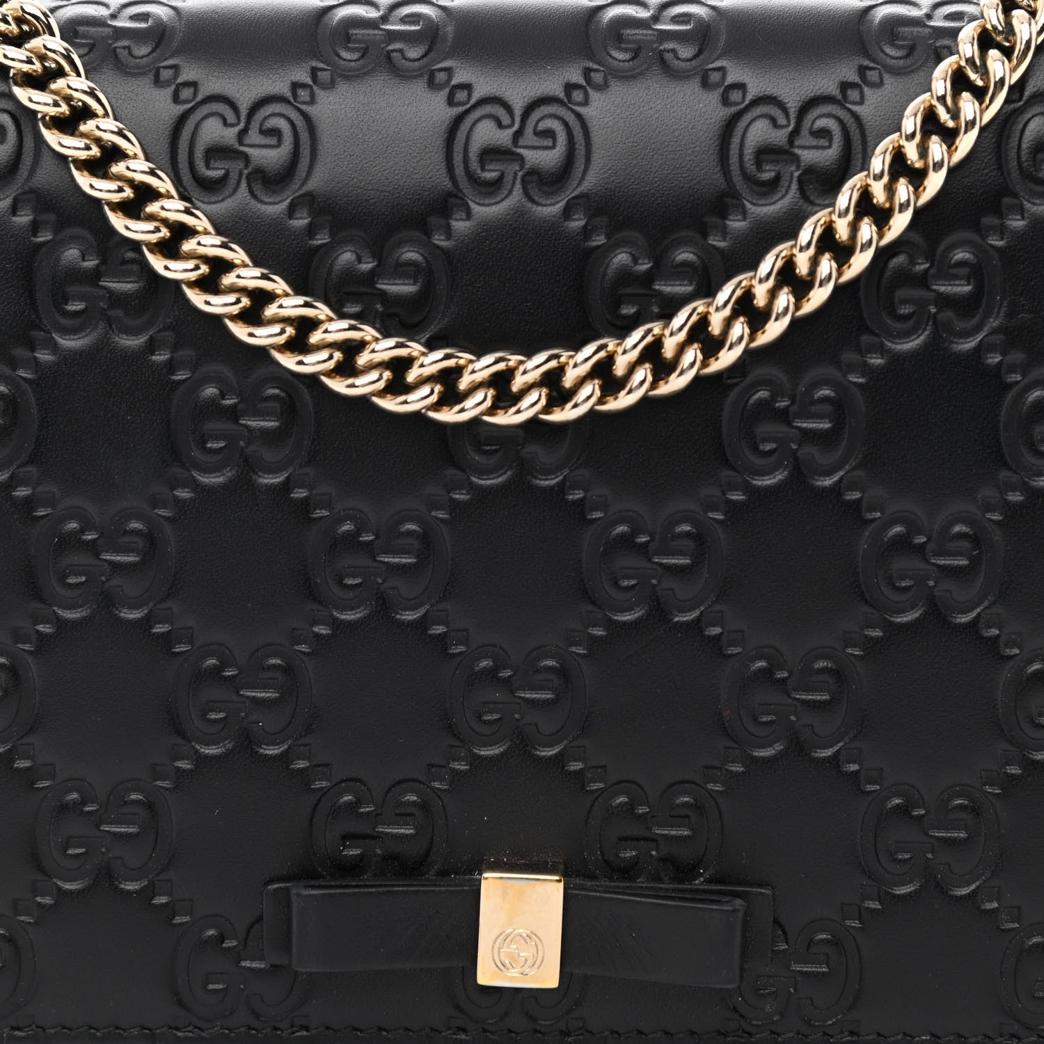 Gucci Guccissima Signature Bowy Chain Wallet Black 7 of 12