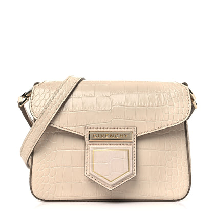 Givenchy Calfskin Crocodile Embossed Mini Nobile Shoulder Bag Nude Pink 1 of 9