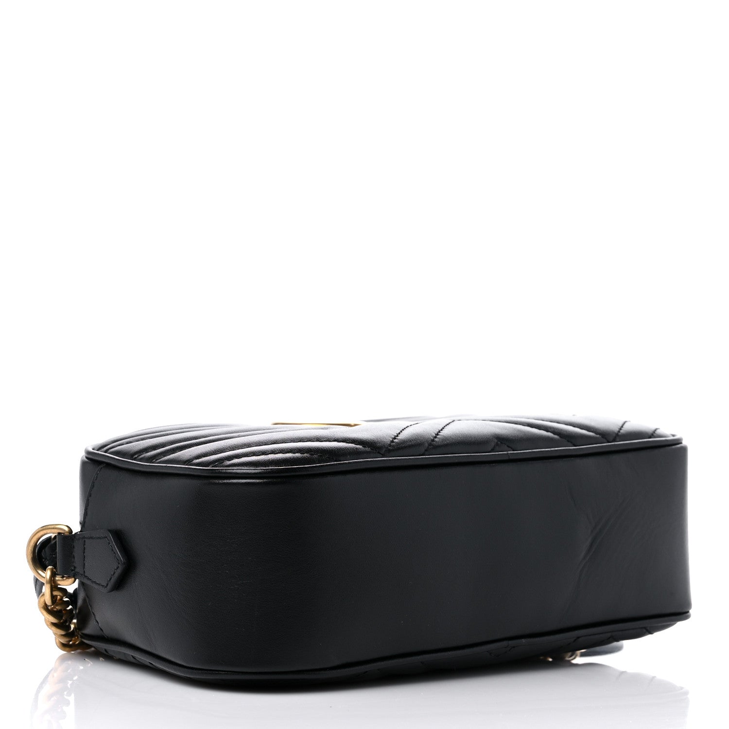Gucci Calfskin Matelasse Small GG Marmont Chain Shoulder Bag Black 4 of 9