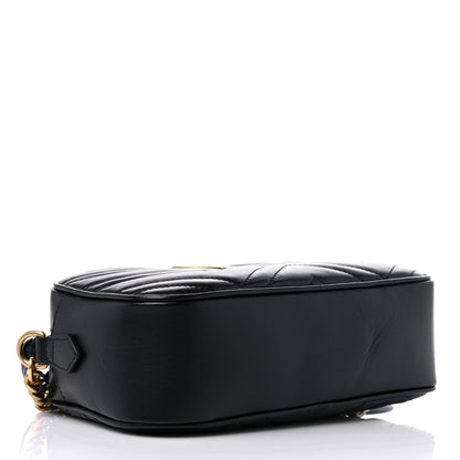 Gucci Calfskin Matelasse Small GG Marmont Chain Shoulder Bag Black 4 of 9