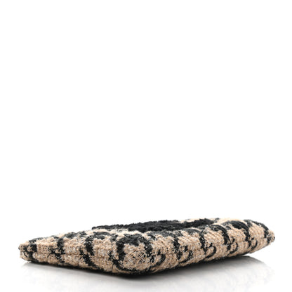Chanel Tweed Shearling Quilted Chanel Cosmetic Pouch Beige Black 4 of 10