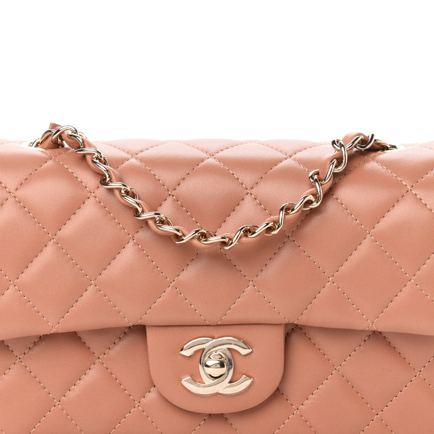 Lambskin Quilted Mini Rectangular Flap Brown