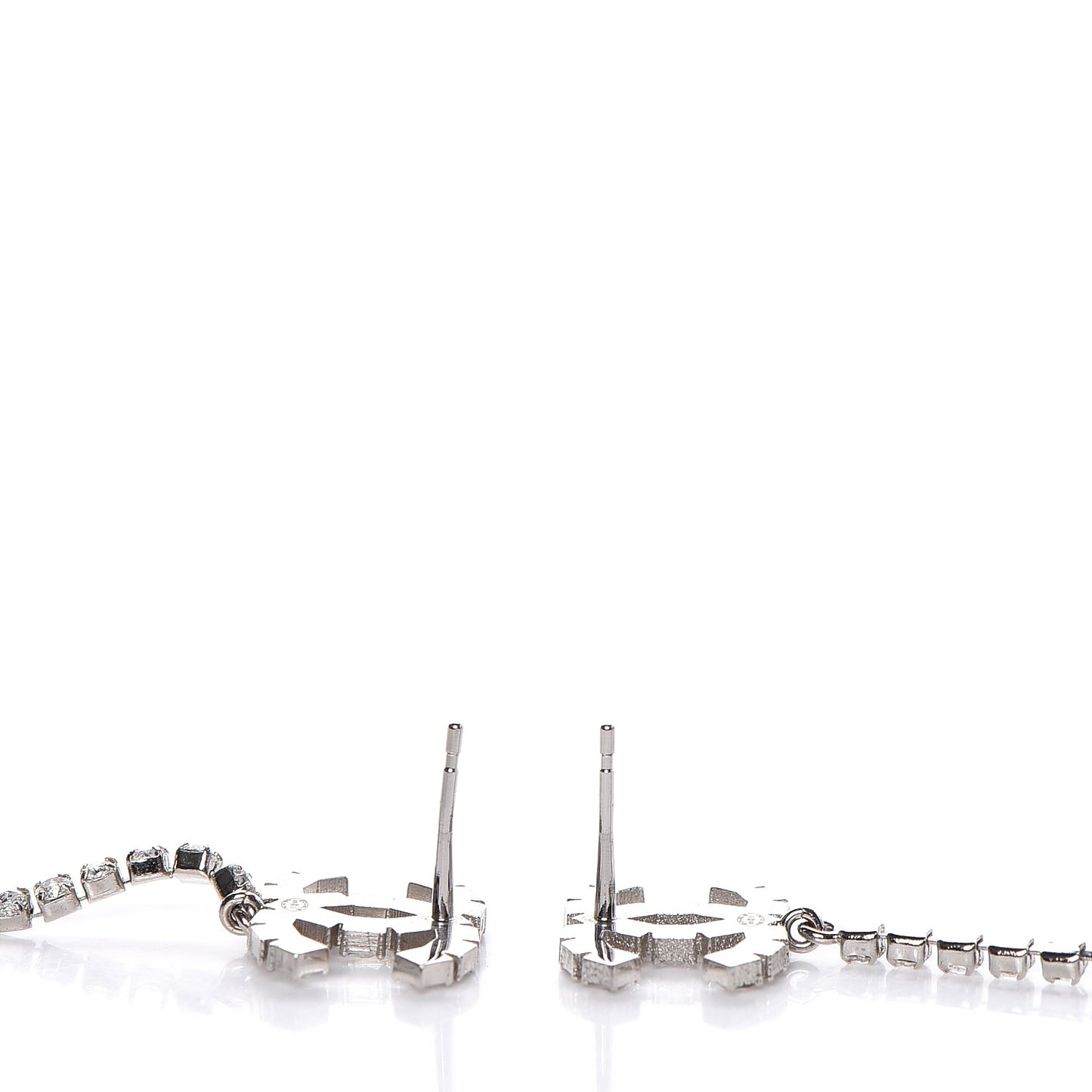 Baguette Crystal CC Drop Earrings Silver