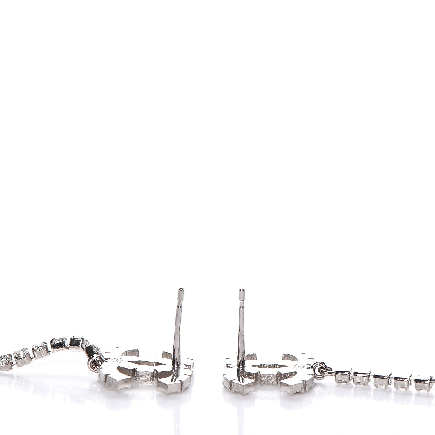Chanel Baguette Crystal CC Drop Earrings Silver 3 of 5