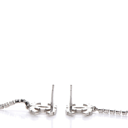 Chanel Baguette Crystal CC Drop Earrings Silver 3 of 5