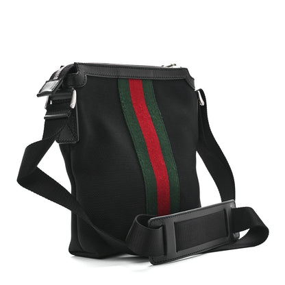 Gucci Techno Canvas Selleria Calfskin Web Small Flat Messenger Bag Black 3 of 13