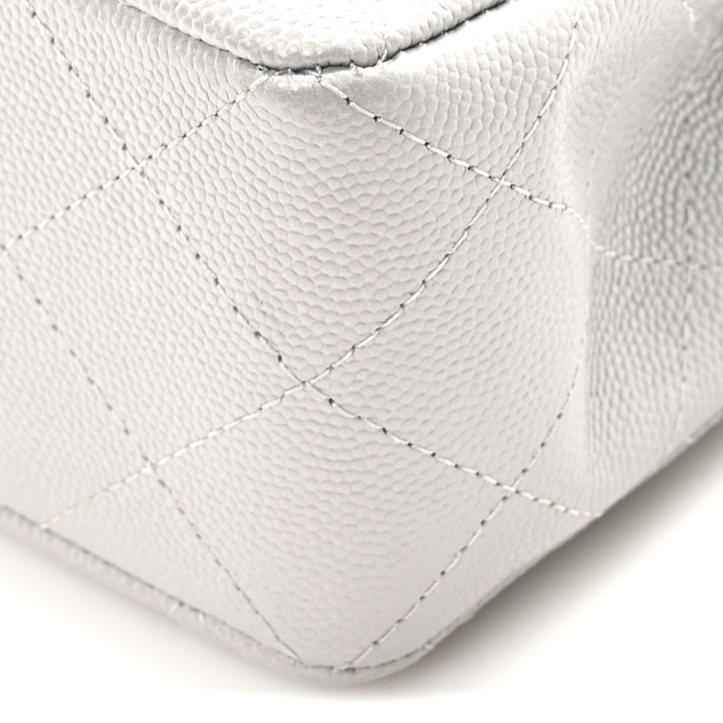 Caviar Quilted Small Double Flap Grey