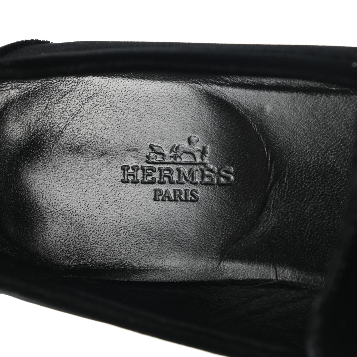 Hermes Velvet Womens Paris Loafers 37.5 Black 6 of 13