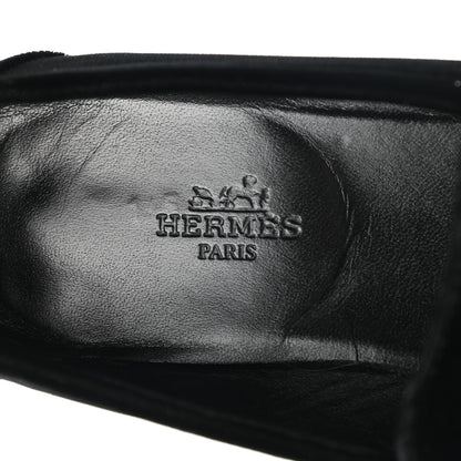 Hermes Velvet Womens Paris Loafers 37.5 Black 6 of 13