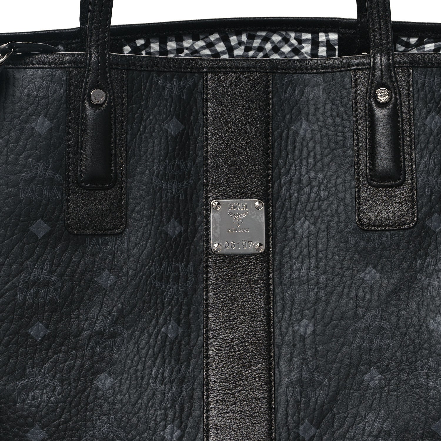 MCM Visetos Large Liz Reversible Shopper Tote Black 8 of 17