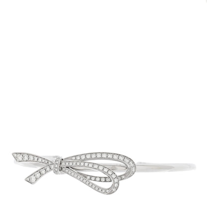 Tiffany 18K White Gold Diamond Medium Bow Cuff Bracelet 1 of 3