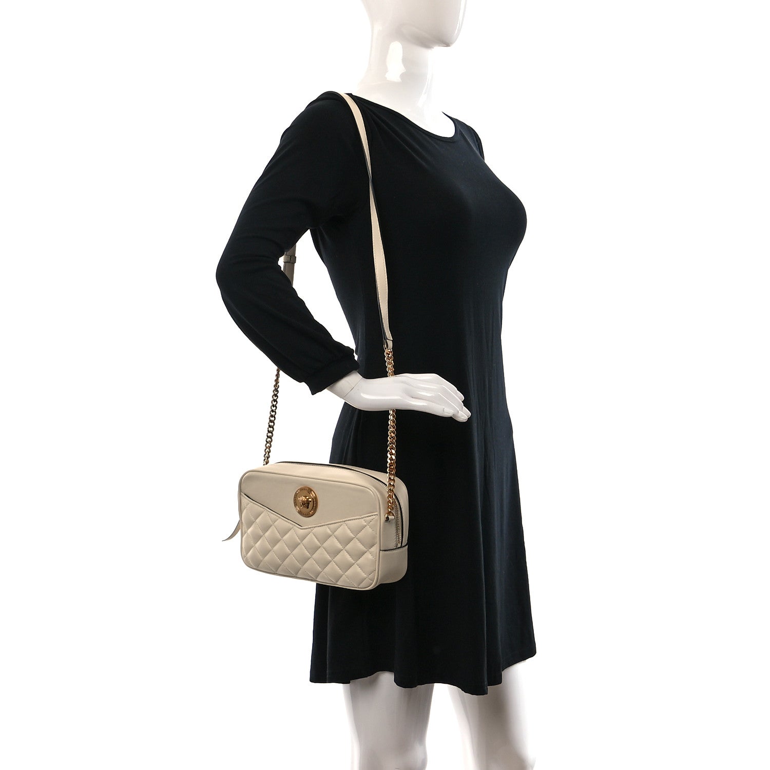 Versace Nappa Quilted Medium Medusa Camera Bag Ecru 3 of 8